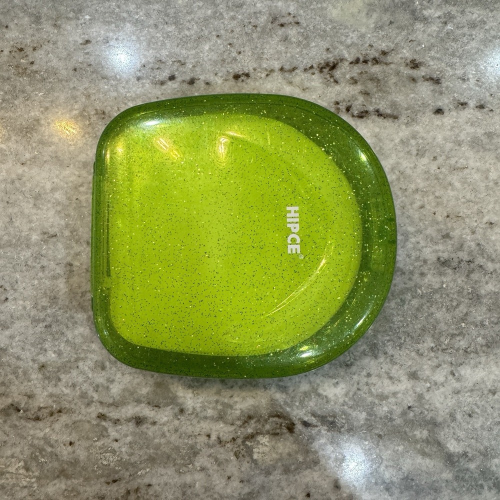 VTG Y2K HIPCE Hard Shell Plastic CD DVD Case 24 Slots Lime Green Glitter 2000s
